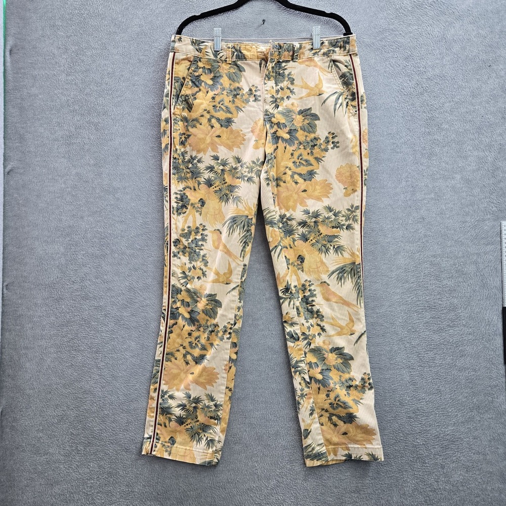 Anthropologie Women Pants 31 Yellow Chino Floral 29" Inseam READ